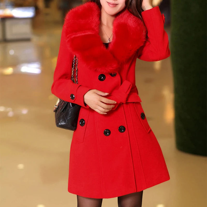 Elegant Coat with Faux Fur Collar | Perfect for Chic Occasions